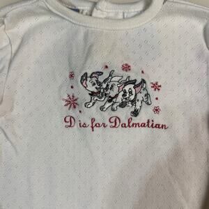 Vtg Y2K 101 Dalmatians One Piece Romper Long Sleeve White Embroidered 6-9 Months